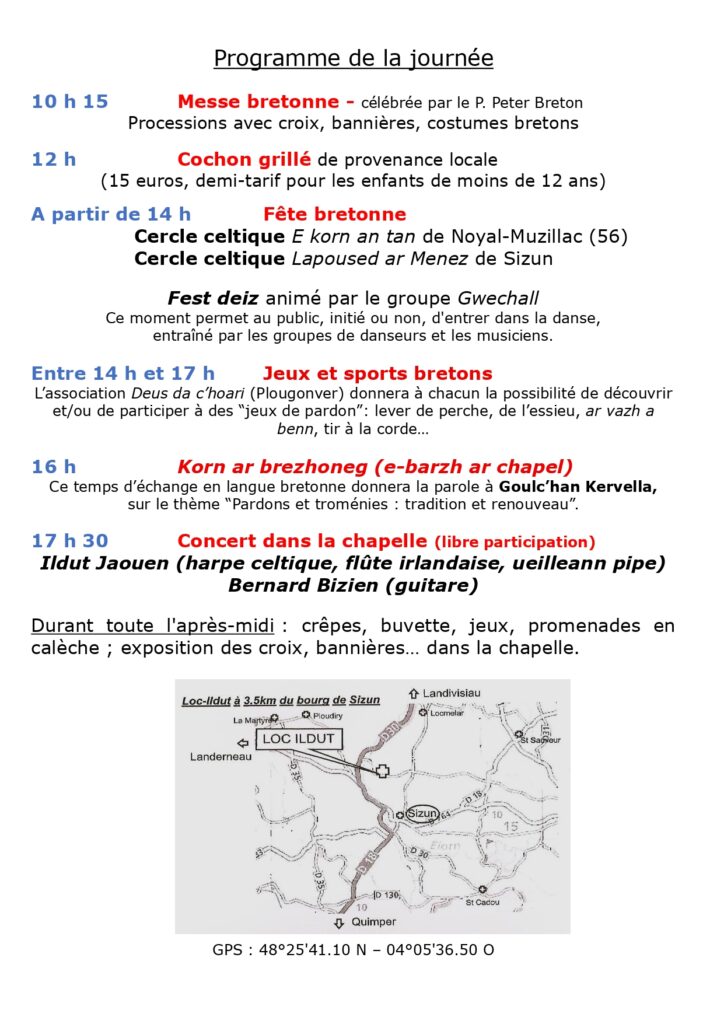 Programme du Grand Pardon Breton de Loc-Ildut ce dimanche