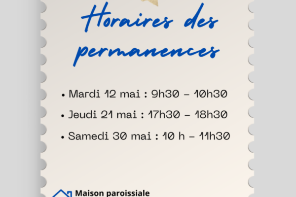 Prochaines permanences pour les Baptêmes