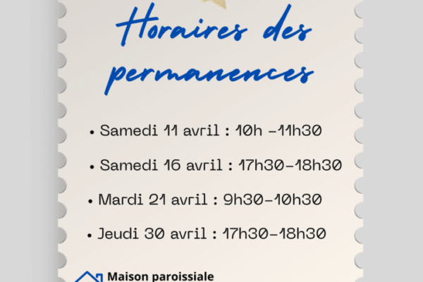 Prochaines dates des permanences pour demander le Baptême pour les 0 à 4 ans